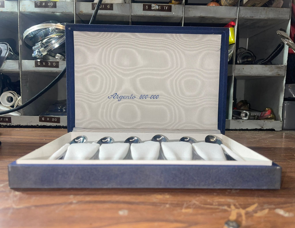 Argenteria Italiana in Argento 800 – Servizio Completo di 6 Cucchiaini con custodia originale